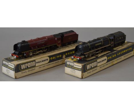 OO Gauge. Wrenn. 2 x locomotives W2226 BR maroon "City of London" tender heavily scratched/marked to both sides & W2229 LMS "