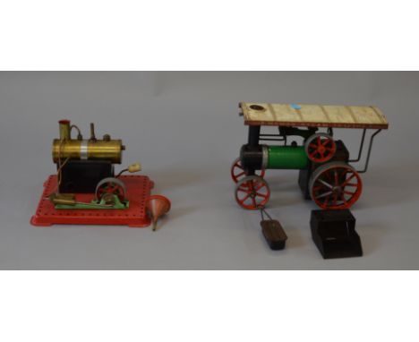 Live Steam. Mamod. TE1a Traction engine F & single cylinder stationary engine. G  Both with burner trays.