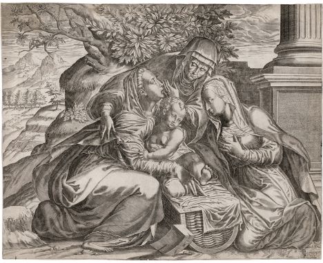   Nelli, Niccolò: Die Madonna mit den hl. Anna und Elisabeth  Die Madonna mit den hll. Anna und Elisabeth. Kupferstich. 36,4 