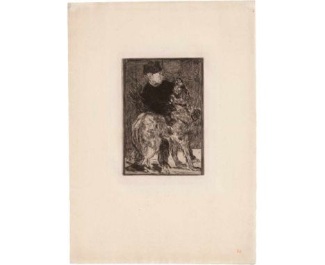   Manet, Edouard: Le garçon et le chien  Le garçon et le chien. Radierung in Schwarzbraun auf Bütten. 20,1 x 14,2 cm. (1862).