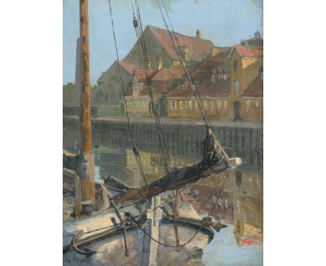   Ring, Ole: Der alte Speicher und Boote am Frederiksholms Kanal in Kopenhagen  Der alte Speicher (Civiletatens Materialgård)
