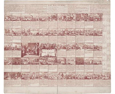   Schenk, Pieter: Das Kriegs-Spiel  Das Kriegs-Spiel. Radierung in Rotbraun nach Gilles de la Boissière. 46 x 59 cm. Um 1700.