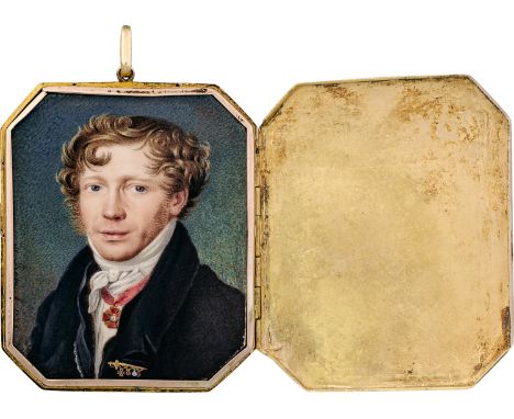  Rossi, Petr Osipovich: Miniatur Portrait eines russischen Offiziers mit St. Annenorden um den Hals Miniatur Portrait eines r