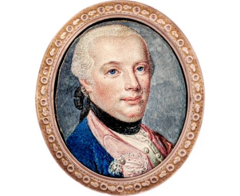  Preußisch: um 1775. Miniatur Portrait des Königs Friedrich Wilhelm II. von Preußen als Kronprinz um 1775. Miniatur Portrait 