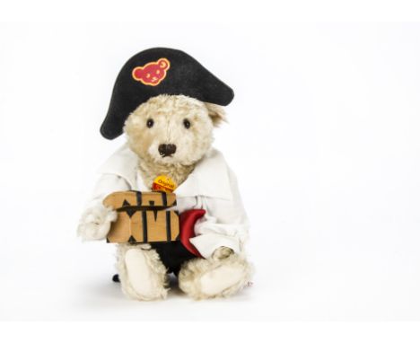 A Steiff limited edition for Morgenroth Luebeck Pirate,  1392 of 1500 with treasure chest, 1997 (no box or certificate)