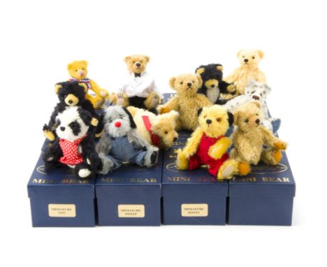 Twelve Dean’s Rag Book Co. Ltd Mini Bears, Including Sooty, Sweep and Soo, in original blue boxes with certificates