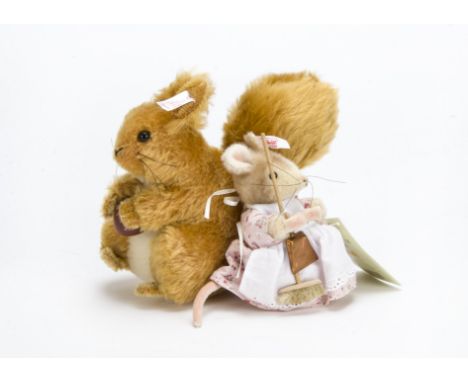 Steiff limited edition Beatrix Potter rodents, A Hunca Munca, 1084 of 1500, 2004 and Squirrel Nutkins, 1009 of 1500, 2004, in