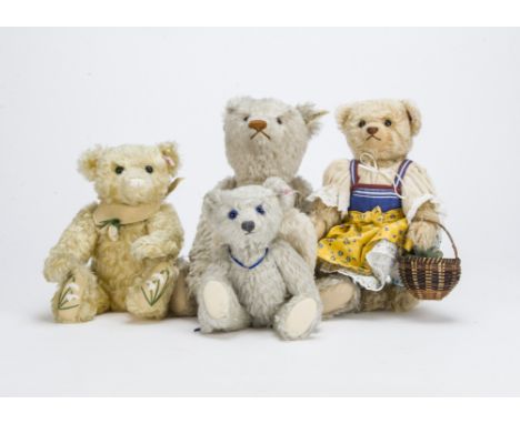 Four Steiff limited edition teddy bears, Maedchen girl teddy bear, 402 of 500, 2007; Snowdrop bear, 603 of 2000, 2004; Guardi