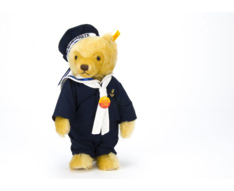 A Steiff yellow tagged Teddy Bear Sailor,  With MS Margarete hat band with chest tag, 1997-99 —13½in. (34cm.) high