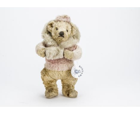 A rare Chiltern Skater teddy bear, From the Cotswold Teddy Bear Museum, with golden artificial silk plush, replaced black pla