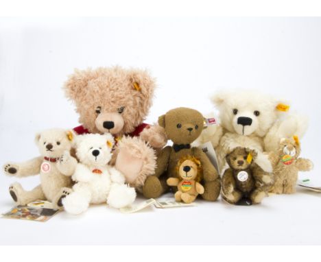 Steiff teddy bears, A limited edition Big Timmy, 384 of 1500 (no box); yellow tagged - two jointed, three soft stuffed; and t