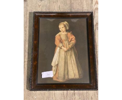 After Cornelius De Vos, Little Girl with a Bell, reproduction print, measures 31cm x 23cm