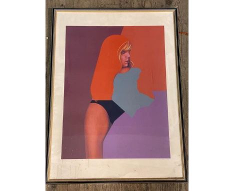 Limited edition print of young woman, signed bottom right, measures 61cm x 46cm