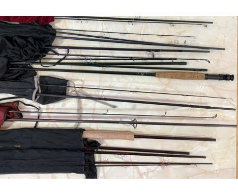 Fishing interest, a collection of Rods to include; Lakeland travel fly 10' four piece; Flextec Oscar travel fly 9' four piece