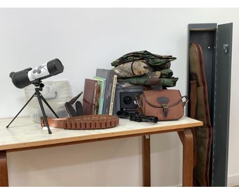 Shooting interest, A collection of sporting accessories to include; a gun cabinet complete with two keys, a Detroit digital a