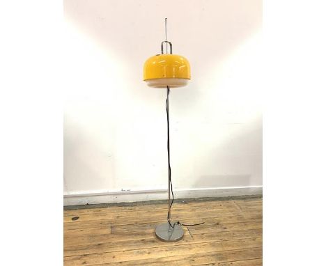 Harvey Guzinni, An Italian floor lamp, the orange mushroom shade on a chrome base, with label, H163cm