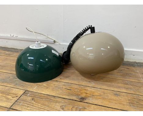 Two Guzzini style hanging light shades, larger measures approximately 29cm high x 32cm diameter