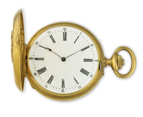 MONTRE DE GOUSSET A CLAPET EN OR JAUNE 18K (750) REMONTOIR AU PENDANT AN 18K GOLD KEYLESS WIND FULL HUNTER POCKET WATCH Date: