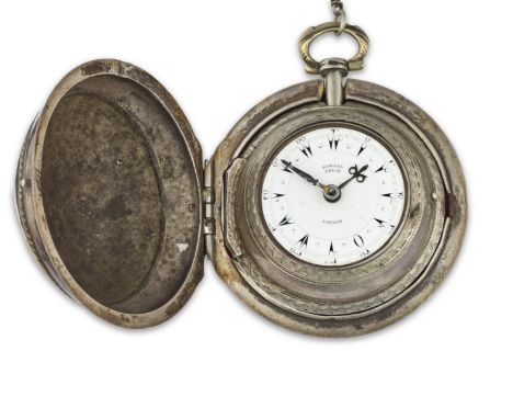 EDWARD PRIOR, LONDON. MONTRE DE GOUSSET A DOUBLE CLAPET EN ARGENT REMONTOIR A CLEF FABRIQUE POUR LE MARCHE TURC EDWARD PRIOR,
