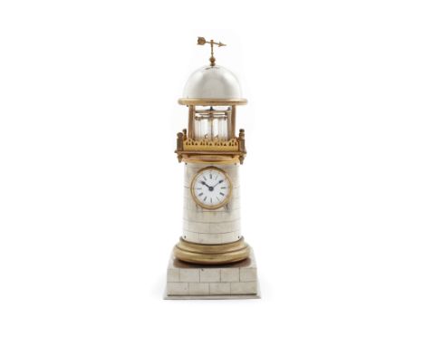 PETITE PENDULE FRANCAISE DU DEBUT DU 19EME SIECLE EN FORME DE PHARE, MOUVEMENT A ECHAPPEMENT DUPLEX A small late 19th century