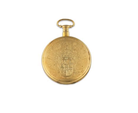 DU BOIS ET FILS. MONTRE DE GOUSSET A CADRAN OUVERT SQUELETTE EN OR JAUNE 18K (750) REPETITION MINUTE ET REMONTOIR A CLEF DU B