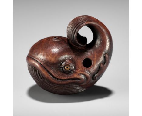 VADYM PYVOVAR: A WOOD NETSUKE OF A WHALE, AFTER RISSHISAI KANGYOKUBy Vadym Pyvovar, signed with the artist's initialsUkraine,