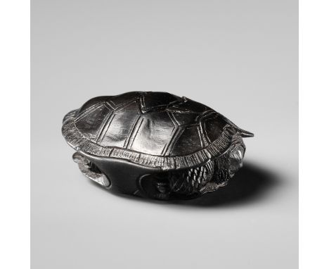 YOSHISHIGE: A SMALL EBONY WOOD NETSUKE OF A TORTOISEBy Yoshishige, signed Yoshishige 吉重Japan, 19th century, Edo period (1615-