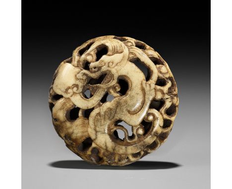 A FINE ANTLER RYUSA MANJU NETSUKE DEPICTING A WATER DRAGON WITH A NYOI SCEPTREUnsignedJapan, Tokyo, Asakusa District, mid to 