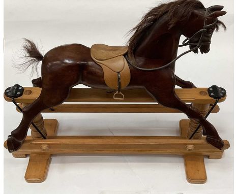 Scratch built scale model of a rocking horse, signed and dated Miller 1991, 56cm long