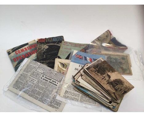 Collection of First World War silk postcards together with Second World War booklets and pamphlets