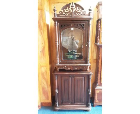 Victorian walnut cased coin operated polyphon, in operational condition, unsigned, raised well matched later cabinet housing 