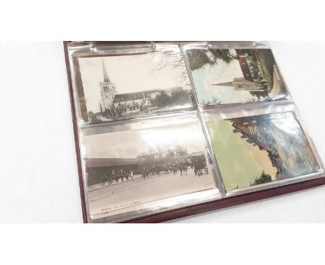 Postcards in two albums including Comic, Military, Father Christmas, Hold to Light Christmas, Sport, Kinsella, Phil May 'Writ