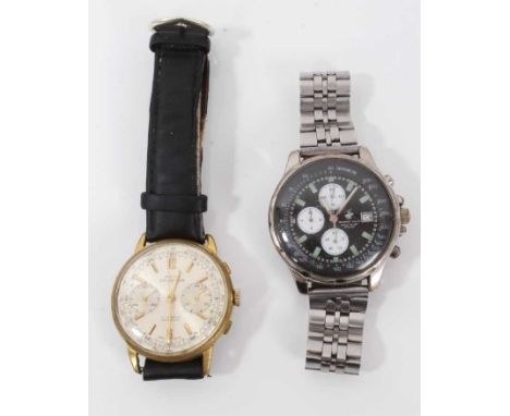 Gentlemen's Swiss Emperor Chronograph wristwatch on black leather strap, together with a Beverly Hills Polo Club sports stain