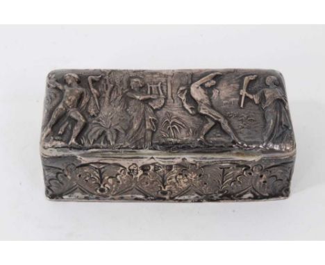 Victorian silver trinket box with embossed classical figure decoration and gilt interior, (Chester 1896) makers mark for Geor