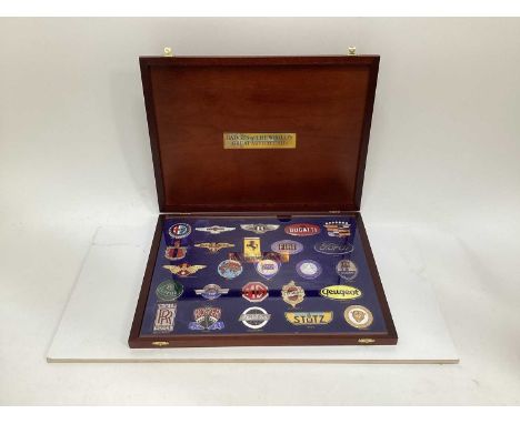 Boxed set of 25 enamel car badges- 'The badges of the world's greatest cars' in presentation box. 