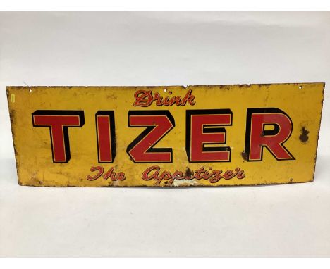 Vintage Tizer enamel sign - 'Drink Tizer The Appetizer', 91.5 x 30.5cm