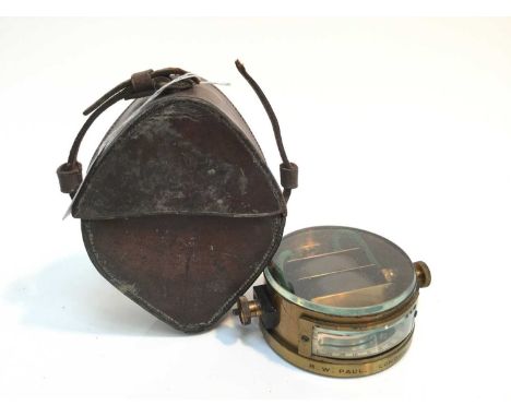 Edwardian British military lacquered brass electrical instrument, stamped with broad arrow mark and named R.W. Paul, London, 