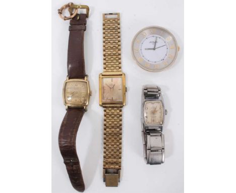 1970s Omega gold plated wristwatch with rectangular dial, baton markers and Swiss 17 jewels movement numbered 22094915, on a 