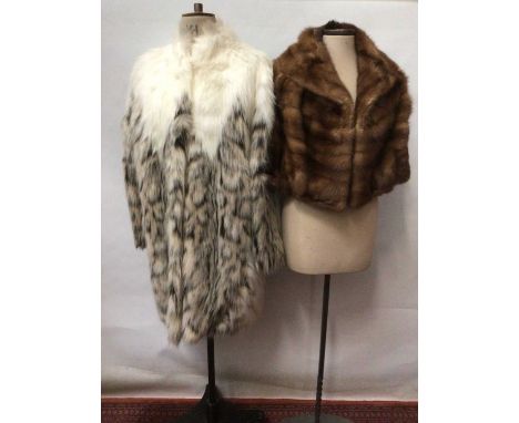 Vintage 1960's faux fur coat by Glen Models together with a mink fur wrap (2)