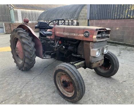 Vintage Massey Ferguson 130 2WD tractor, circa 1966 - 1972, in running and driving condition. (Subject to 12% buyers premium 