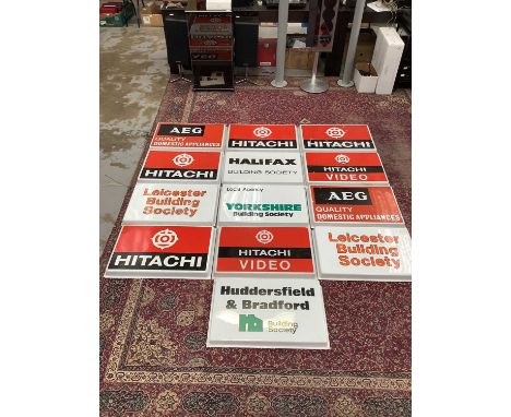 Collection of AEG ,Hitachi and other plastic shop signs (13)