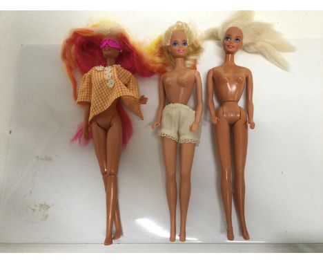 Three Vintage Barrie dolls and two Paul dolls. Plus a selection of clothing and accessories.