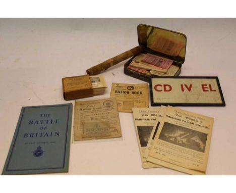 Collection of Second World War related ephemera to include Ration books, British ship identification cards and various other 