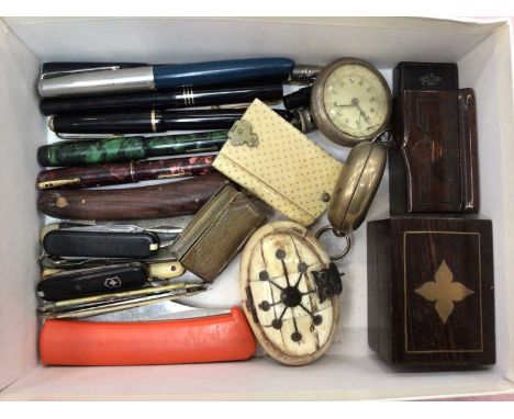 Group vintage pens including Conway Stewart, Waterman's, Parker etc, various penknives and other items