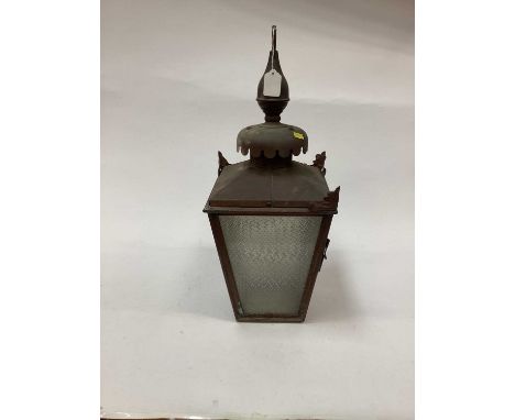Victorian copper plated hanging lantern, 61cm high