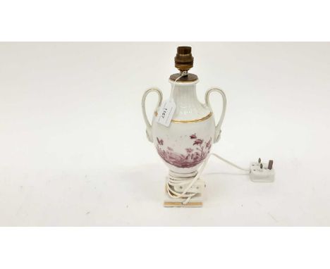 Richard Ginori Italy vintage twin handled lamp, 25.5cm high excluding fitting 