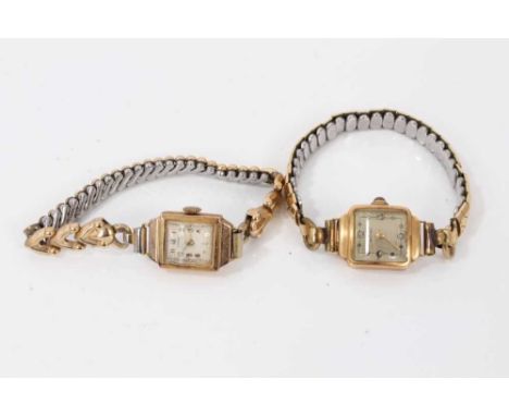 Two vintage ladies Dogma 18ct and 9ct gold cased wristwatches, both on expandable gold plated braceletsCondition report: 18ct