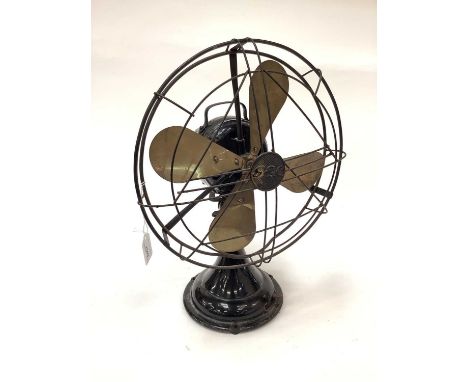 Vintage General Electric Company desk fan with brass blades