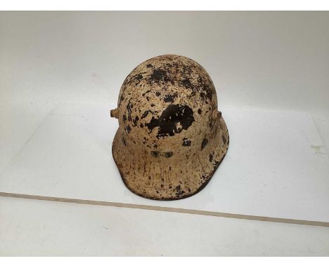 Irish Free State Army German M27 style helmet, inter war period made by Vickers Ltd, London, with liner by T. Smith &amp; Son
