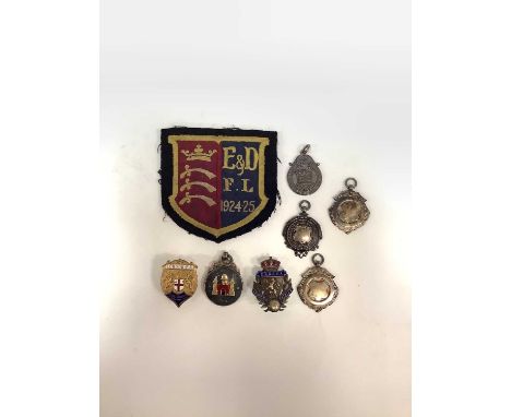 Collection of football medals, including five silver examples (Surrey County Football Association 1931-2 Senior Cup Runners U